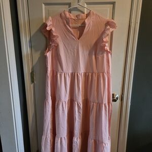 SHEIN Pink Tiered Ruffle Dress